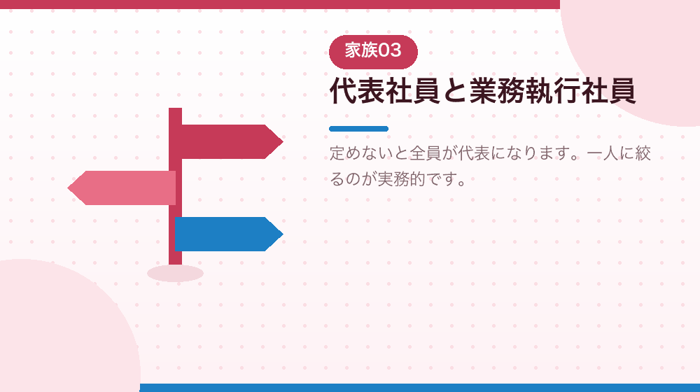代表社員と業務執行社員をどう決めるかを解説する|合同会社の会社設立の解説イラスト