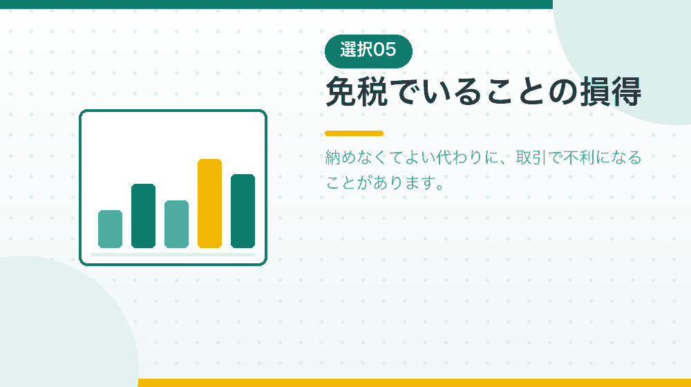 免税事業者でいることの損得を、会社設立の視点から解説|合同会社の会社設立の解説イラスト