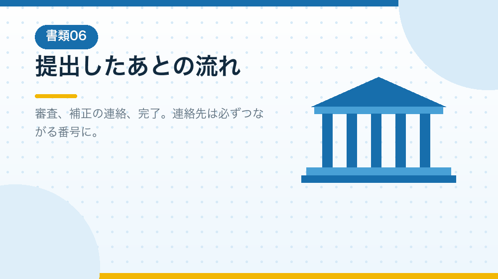 書類を提出したあとの流れも、会社設立の実務として解説|合同会社の会社設立の解説イラスト