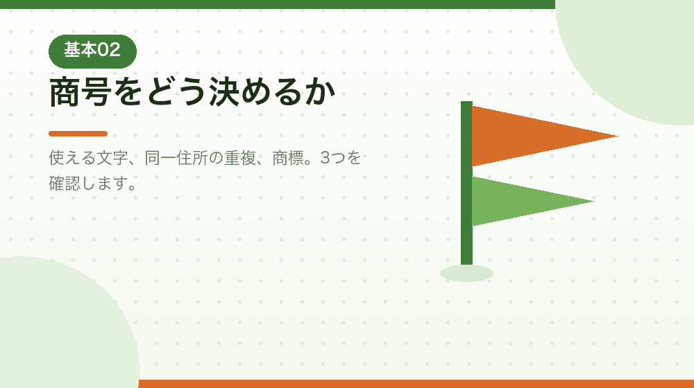 商号の決め方を、会社設立の実務から解説する|合同会社の会社設立の解説イラスト