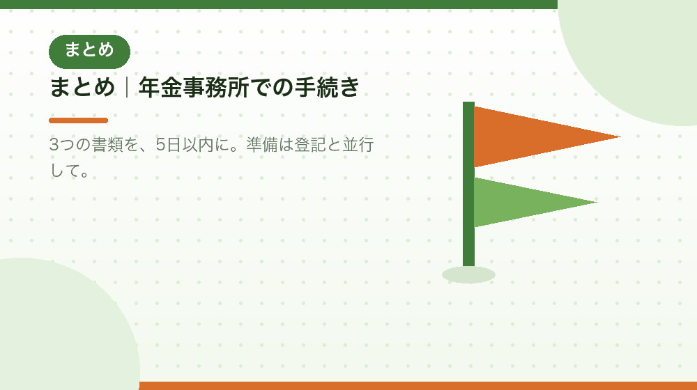 まとめ|合同会社の会社設立後の年金事務所での手続き|合同会社の会社設立の解説イラスト