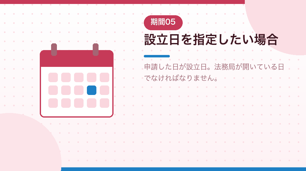 設立日を指定したい場合の会社設立の進め方|合同会社の会社設立の解説イラスト