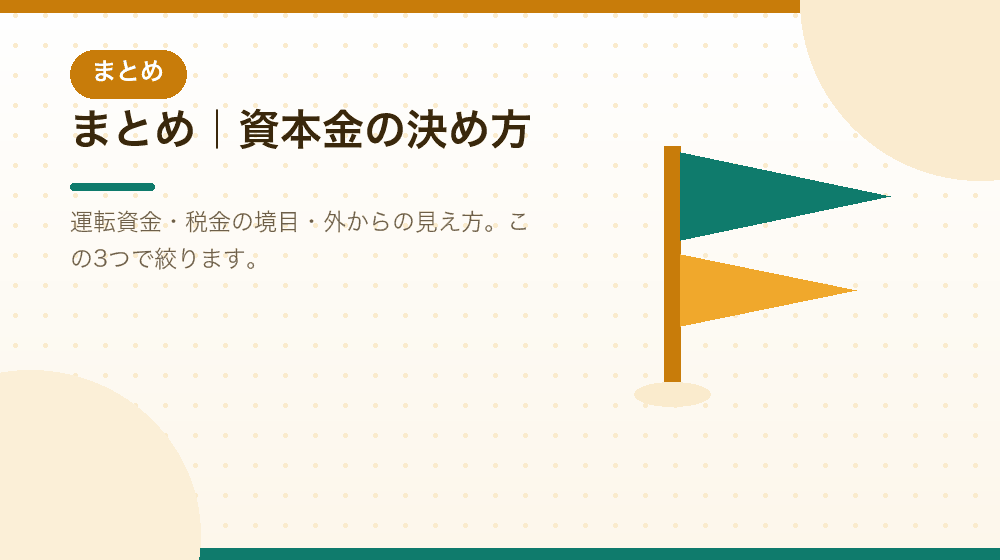 まとめ|合同会社の会社設立で資本金をどう決めるか|合同会社の会社設立の解説イラスト