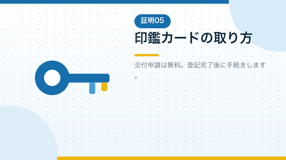 印鑑カードの取り方を、会社設立の直後の作業として解説｜合同会社の会社設立の解説イラスト