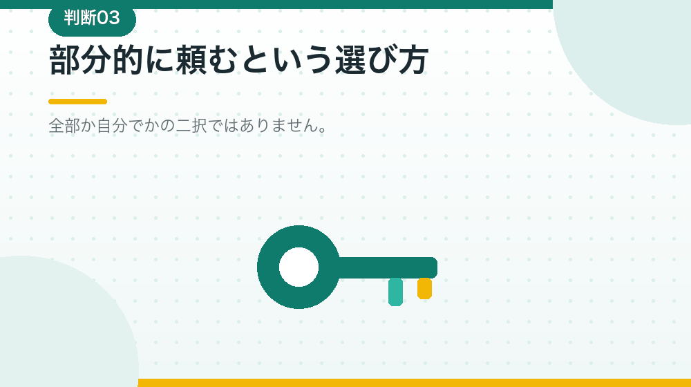 部分的に頼むという選択肢を解説する｜合同会社の会社設立の解説イラスト